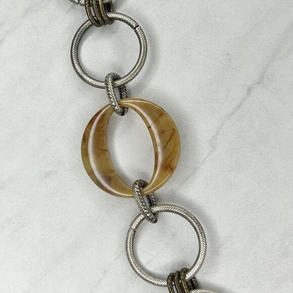 Chicos Silver Tone Chunky Metal Plastic Long Chain Link Statement Necklace 45" ✨ - Picture 9 of 11